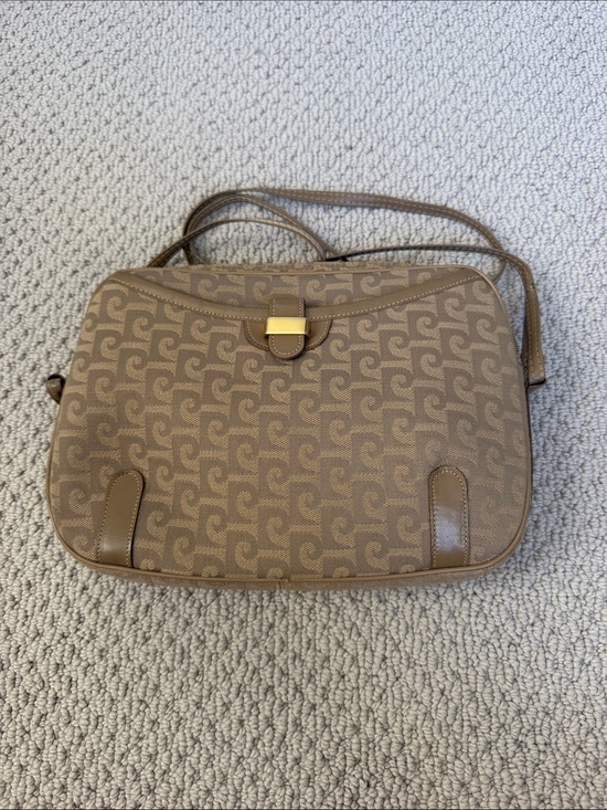 Pierre Cardin Handbags - Pierre Cardin Tan Monogram Crossbody Bag with Gold Accent